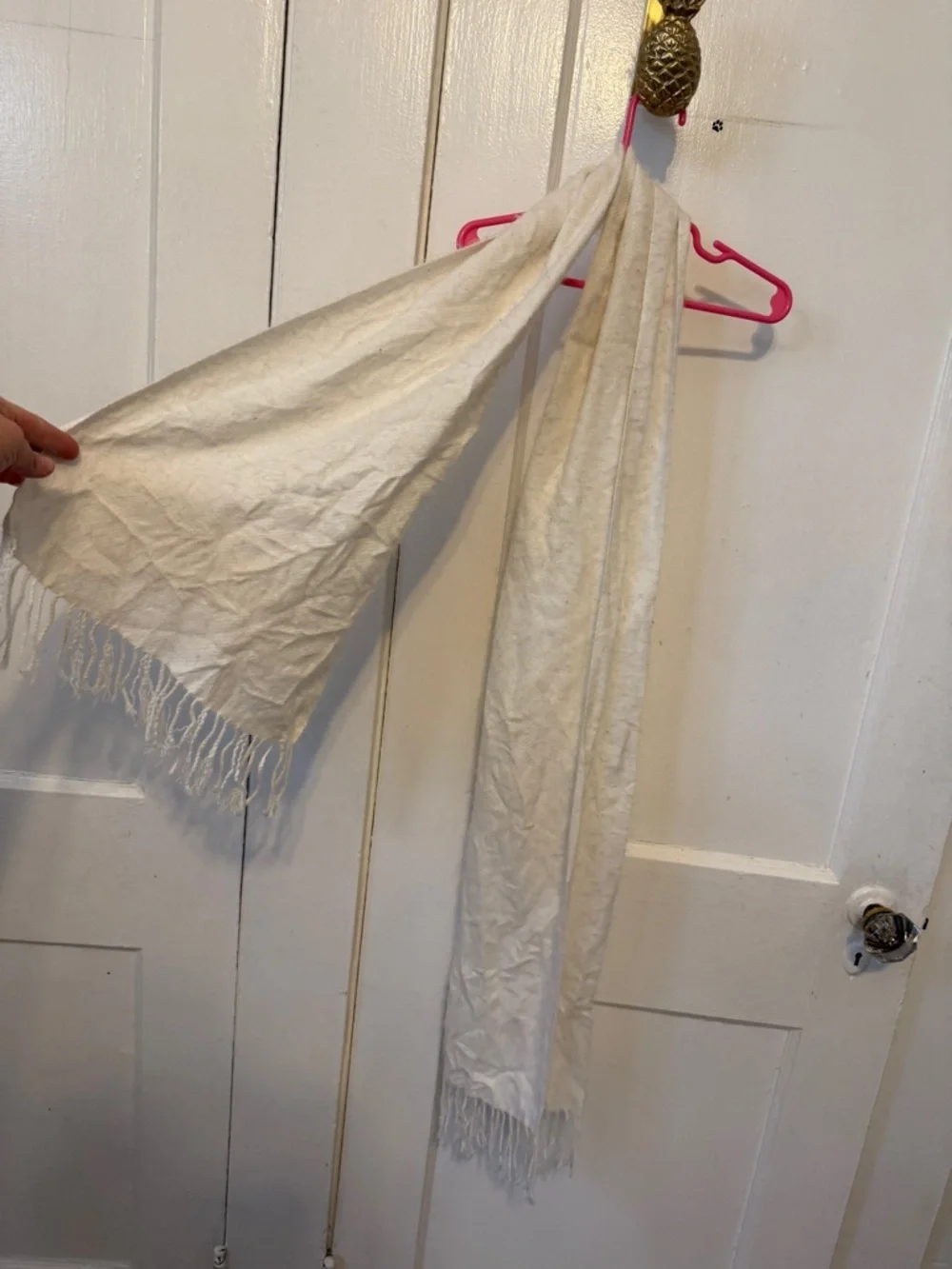 Neutral Cream Fringe Throw Scarf - Home Accents